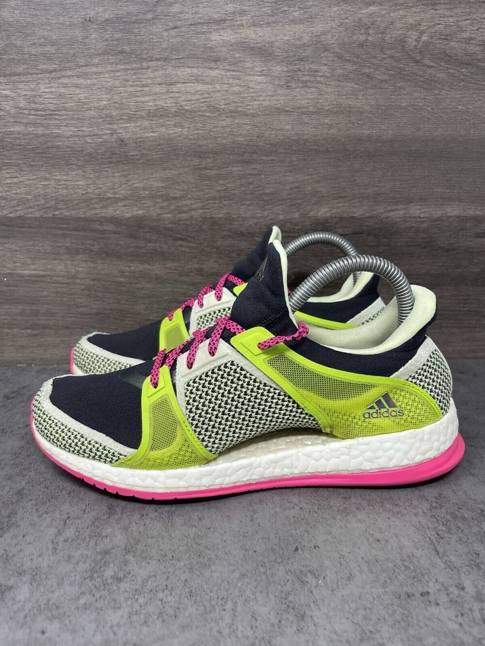 adidas Pure Boost X TR Womens Size 7 Black Pink Green Boost Training Shoes AQ5